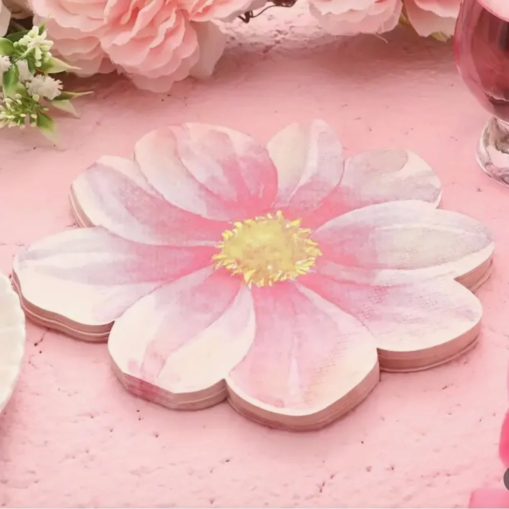 Pink Flower Shaped Decorative Party Luncheon Napkins, 20 ct